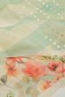 Organza Jute Floral Printed Cream And Green Saree With Sequins