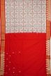 Pochampally Silk Ikat White Saree With Zardosi Work Border