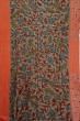 Paithani Silk Kalamkari Hand Painted And Butta Grey Saree With Triple Muniya Border