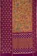 Kanchipuram Silk Handpainted Kalamkari Brown Saree