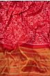 Pochampally Silk Ikat Red Saree With Paithani Inspired Border