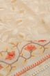 Organza Floral Embroidery Cream saree