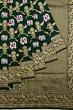 Banarasi Silk Jaal And Butta Bottle Green Saree