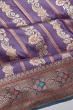 Banarasi Silk Vertical Lines Brocade Violet Saree