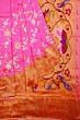 Parsi Gara Paithani Silk All Over Embroidery Jaal Pink Saree