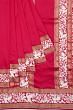 Parsi Gara Banarasi Silk Plain Pink Saree