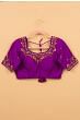 Raw Silk Readymade Padded Purple Blouse Size 36