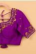 Raw Silk Readymade Padded Purple Blouse Size 38