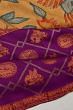 Kanchipuram Silk Kalamkari Hand Painted Cream Saree