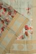 Organza Lines And Floral Printed Grey Saree