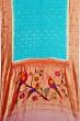 Paithani Silk Bandhani And Butta Sky Blue Saree With Triple Muniya Border