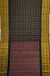 Kanchipuram Silk Twill Checks Black Saree