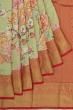 Soft Silk Floral Printed And Jacquard Pastel Green Saree