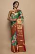 Soft Silk Jacquard And Floral Printed Green Saree