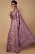 Tussar Plain Lavender Saree With Scallop Embroidery Border