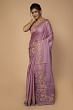 Tussar Plain Lavender Saree With Scallop Embroidery Border