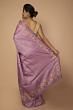 Tussar Plain Lavender Saree With Scallop Embroidery Border