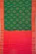 Coimbatore Silk Ikat Dark Green Saree