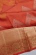 Kanchipuram Silk Zig Zag Lines Orange Saree