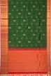 Kanchipuram Silk Checks And Butta Dark Green Saree