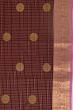 Kanchipuram Silk Checks And Butta Brown Saree