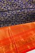 Kanchipuram Silk Brocade Midnight Blue Saree