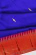 Paithani Silk Butta Royal Blue Saree With Single Muniya Border