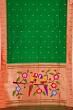 Paithani Silk Butta Green Saree With Single Muniya Border