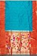 Paithani Silk Butta Sky Blue Saree With Triple Muniya Border