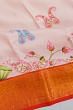 Kanchipuram Silk Pichwai Printed Baby Pink Saree