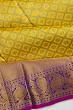 Kanchipuram Silk Criss Cross Checks And Butta Yellow Saree