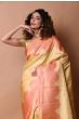 Kanchipuram Silk Butta Cream Saree