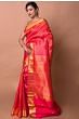Kanchipuram Silk Brocade Pinkish Red Saree