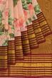 Kanchipuram Silk Floral Printed Peach Saree