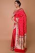 Banarasi Silk Criss Cross Checks Red Saree