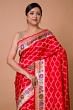 Banarasi Silk Criss Cross Checks Red Saree