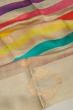Banarasi Silk Katan Printed Lines And Butta Cream Saree