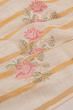 Pure Linen Floral Embroidery Cream Saree