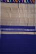 Kanchipuram Silk Diagonal Lines Dark Blue Saree