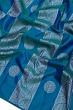 Kanchipuram Silk Antique Zari Brocade Teal Blue Saree