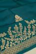 Banarasi Katan Silk Butta Teal Blue Saree