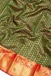 Kanchipuram Silk Checks And Butta Dark Green Saree