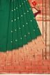 Paithani Silk Butta Bottle Green Saree With Triple Muniya Border