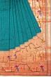 Paithani Silk Checks Teal Blue Saree With Akruthi Border