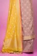 Banarasi Silk Vertical Lines And Butta Lilac Salwar Suit Set