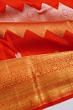 Kanchipuram Silk Diagonal Lines Red Saree