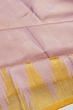 Kanchipuram Silk Tissue Plain Baby Pink Saree With Temple Border