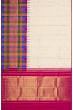 Kanchipuram Silk Butta Cream Saree With Checks Border