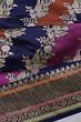 Banarasi Silk Leheriya Jaal Rangkat Dark Blue Saree