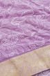 Lucknow Chikankari Georgette Embroidery Lavender Saree With Attached Banarasi Border